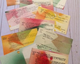 Library Card Catalog Cards, Painted (10) - Dewey Decimal System