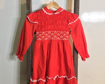 Vintage 70s Girls Prairie Square Dance Dress Size 6X