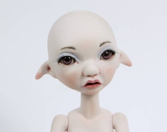 Tiny BJD girl Pip, 29 cm, Artist doll BJD by miradolls, lavender skin with face-up and eyes