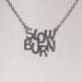 Silver Chain Necklace, Word Pendant, Slow Burn, Choker Necklace, Vintage Costume Jewelry