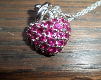Sterling Silver Garnet Heart Necklace
