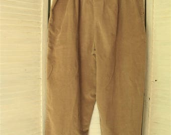 Corduroy Pants/ Retro Cotton Cords/ Size 16P Retro Baggy/ Elastic Waist Pants/ Thrifted Couture/ Funky Corduroy Thrift/ Shabbyfab Funwear