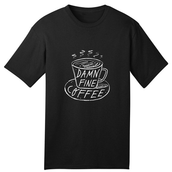 DAMN FINE COFFEE - Black and White - Twin Peaks inspired - Mens / Womens illustrated T-shirt / Tee - iOTA iLLUSTRATiON