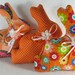 EASTER BUNNY Set of 3, Stuffed Bunny Tucks, Bowl Filler, Easter Basket Stuffer, Spring Decor, Bunny Decoration, Orange Rabbits, Easter Decor