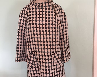 Vintage John Wanamaker Harlequin Coat with side zipper