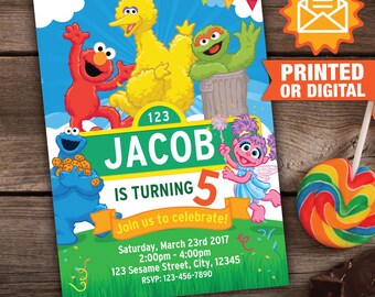 Printed or Digital - Sesame Street Invitation, Printable Sesame Street Party, Elmo Birthday Invite, Sesame Street Invitation, Plaza Sesamo