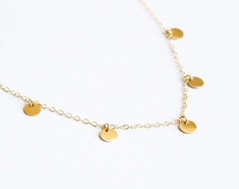 Tiny Gold Coin Necklace, Gold, Rose Gold or Sterling Silver, Layering Necklace, Dainty Gold Coin Necklace, The Silver Wren, Layer Necklace
