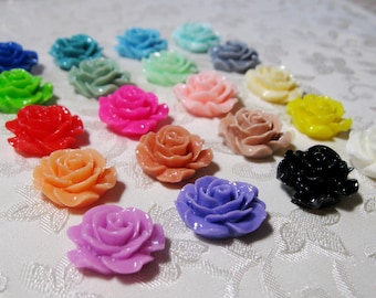 Drilled Resin Ruffled Rose Flower Choose your Colors 18mm Beads 931