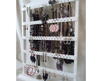 ON SALE Table Top Earring Stand, Jewelry Organizer, Earring Holder, White Stain, Oak Hardwood, Gorgeous Necklace Display, "You Choose The St