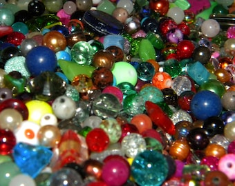 NEW 8/oz Multi-Mixed ""Everything glass MIX" Loose lot of Beads 6mm-15mm Glass only **NO junk**