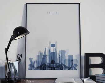 Manama Art Manama Watercolor Manama Multicolor Manama Wall Art Manama Wall Decor Manama Home Decor Manama Skyline Manama Print Bahrain