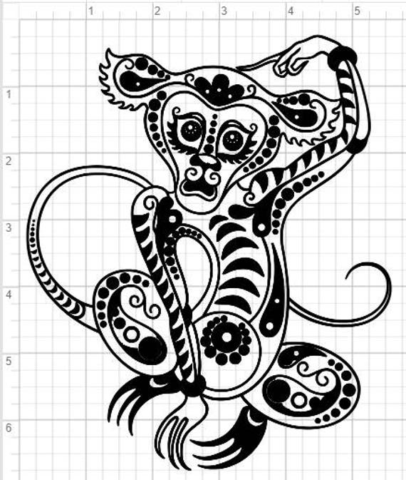 Download Mandala Monkey Design SVG PDF Eps Dxf & Studio 3 Cut Files