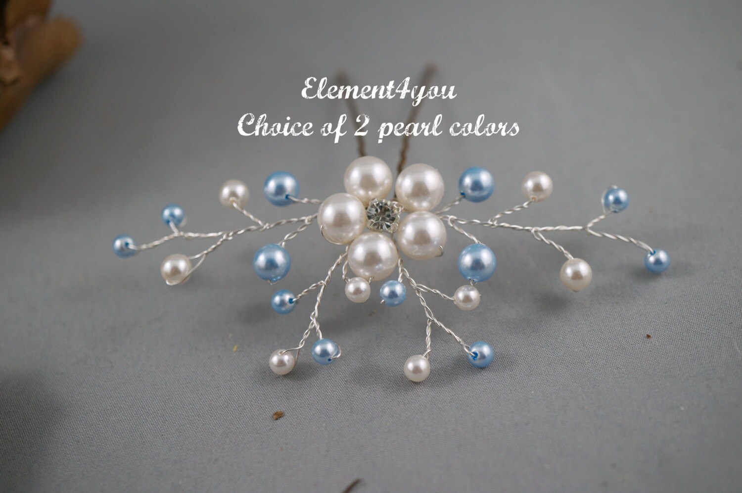 Something Blue Hair Pin Wedding Hair Accessories Silver gold