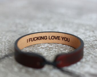 Men's leather bracelet-hidden message bracelet-Personalized leather bracelet custom leather bracelet- anniversary gift- gift for men- custom