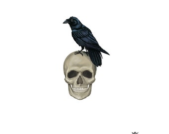 Skull with Raven Wickedly Lovely Skin Art Temporary Tattoo ( includes 2 tattoos)