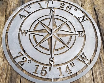 Compass Rose, Nautical, Personalized Metal Sign