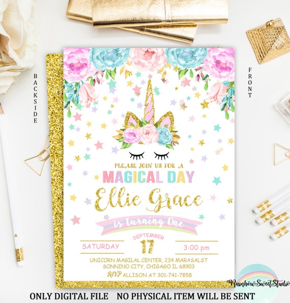 unicorn invitation unicorn birthday invitation rainbow