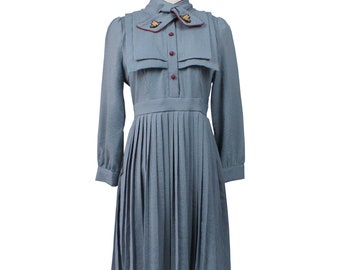26051815 Striped Peter Pan Collar Dress (Blue)