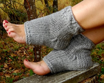 Knitted Pedicure Socks, Toeless Socks, Flip Flop Socks, Cable Knit, Heel Socks, Yoga Socks, Hand Knit Socks for Pedicure, for Spa