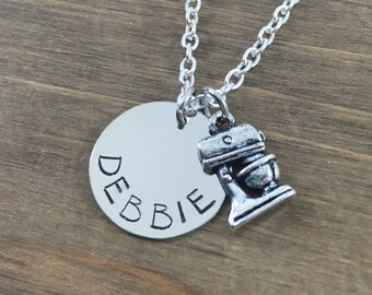 Personalized Baker's Necklace - Handstamped Mixer Name Necklace - Chef Necklace - Baker's Necklace - Cooks Necklace
