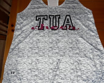 Custom Space Dye Athletic Tank with Glitter Letters