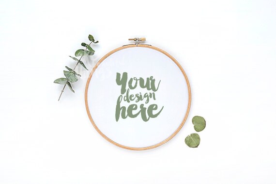 Embroidery hoop mockup / Styled stock photography / Instant