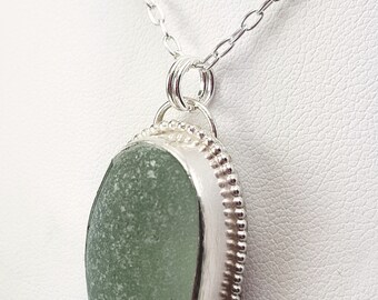 Sea Glass Necklace Aqua Sea Glass Pendant Sea Glass Jewelry Mothers Day Gift - N-636 Mothers Day Sale
