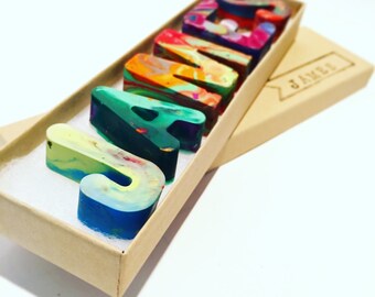 Personalized NAME Crayons for Kids - Recycled Crayon Set - Custom Alphabet Name Crayons in a Gift Box- Stocking Stuffer Gift - Birthday Kids