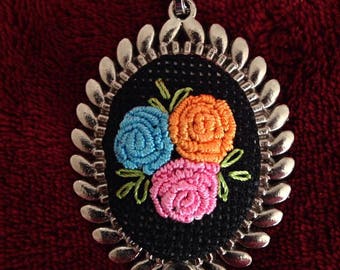 Handmade Embroidered Pendant Necklace