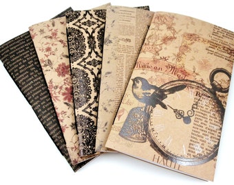 Fauxdori Inserts, French Travelers Notebooks, Handbound Kraft Bullet Journals, Cahier or Extra Wide Size, Blank Dot Grid Graph Lined Bujo