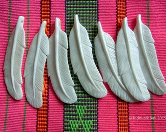 Feather Carved Bone Pendant Small 50mm