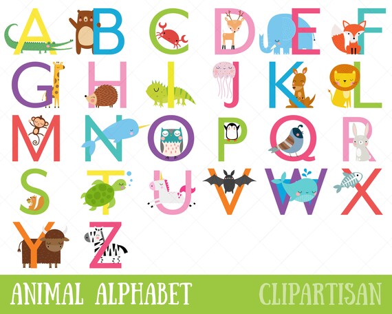 animal alphabet clipart uppercase letters safari animal