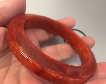 Orange Marbled Chunky Bakelite Bangle Tested