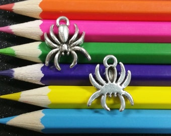 10 PCS - Spider Halloween Insect Bug Silver Charm Pendant C0013