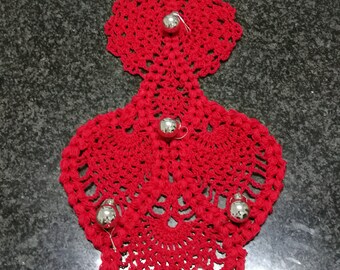 Crochet doily, Christmas doily, Red doily, Long doily, centerpiece, doily crocheted, Doily Christmas, Doily Red, home decor