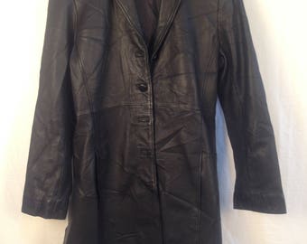 Womens Full Leather Trench Coat Size 8