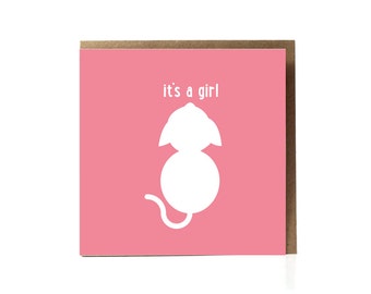 It's a girl, welcome, new baby card, baby girl, newborn girl, baby girl card, new baby congrats, pink