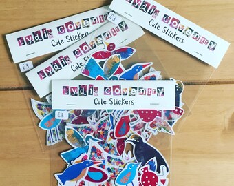 Illustrated Bird and Butterfly stickers