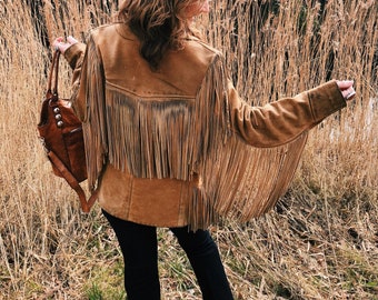 Vintage 1970s Schott Rancher NYC Suede Fringe Jacket