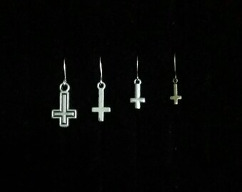 INVERTED CROSS earring, satanic jewelry, death metal, lil peep, countess bathory, inverted cross, single earring, metalhead apocalypse, punk