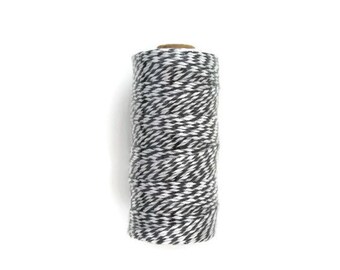 Black and White Baker's Twine, Black Baker's Twine, Black and White Twine, Chunky Twine, Black Twine, 100 Yard Spool