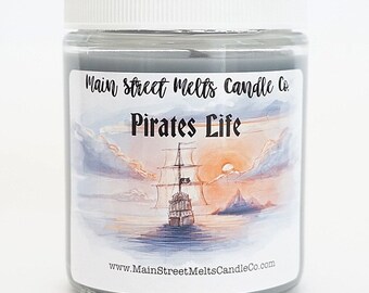PIRATES LIFE Disney Candle - 9oz Jar / Disney Candle Natural Soy Wax - Main Street Melts Candle Co. Pirates of the Caribbean Black Sea