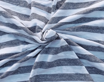 NEW White Heather Gray Stripe Fabric Cotton Tri Blend Jersey Knit by the Yard 6/16