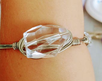 Clear and silver bangle