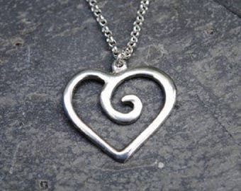 Spiral Heart Pewter Pendant