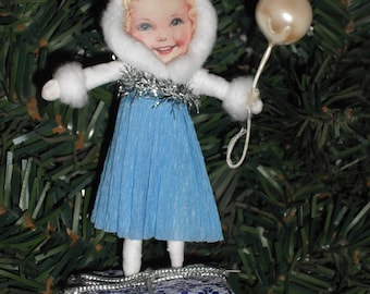 Vintage Style Spun cotton Ornament - Handmade