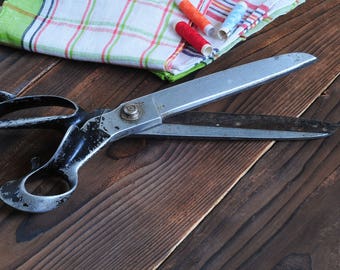 Large German vintage antique scissors THOMAS, industrial scissors, industrial shears, rustic home decor, vintage tools, seamstress