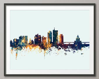 Cedar Rapids Skyline, Cedar Rapids Iowa Cityscape Art Print (3015)