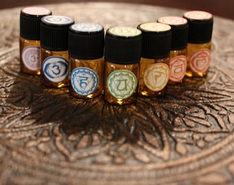 Chakra Balancing Set / Organic Essential Oils/ Organic Chakra Set/ Root Chakra/ Base Chakra / Third Eye / Throat Chakra/ Chakras/ Crown