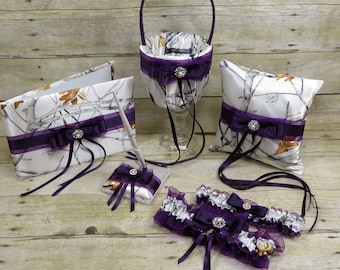 White Camo with Plum Wedding Set, Plum and Camo, Purple Camo, White snowfall True Timber Wedding Set, Camo wedding, White camo with purple